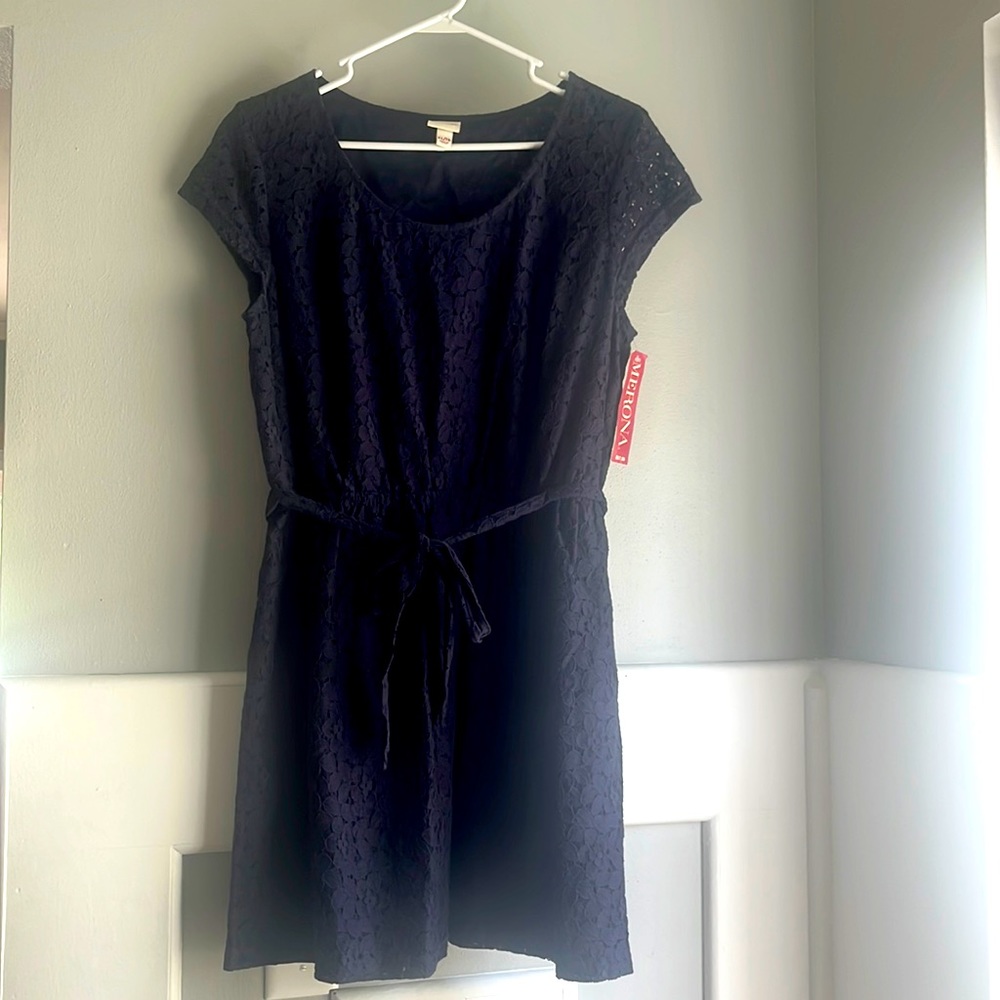 NWT Merona Embroidered Mini Dress, Navy, XL